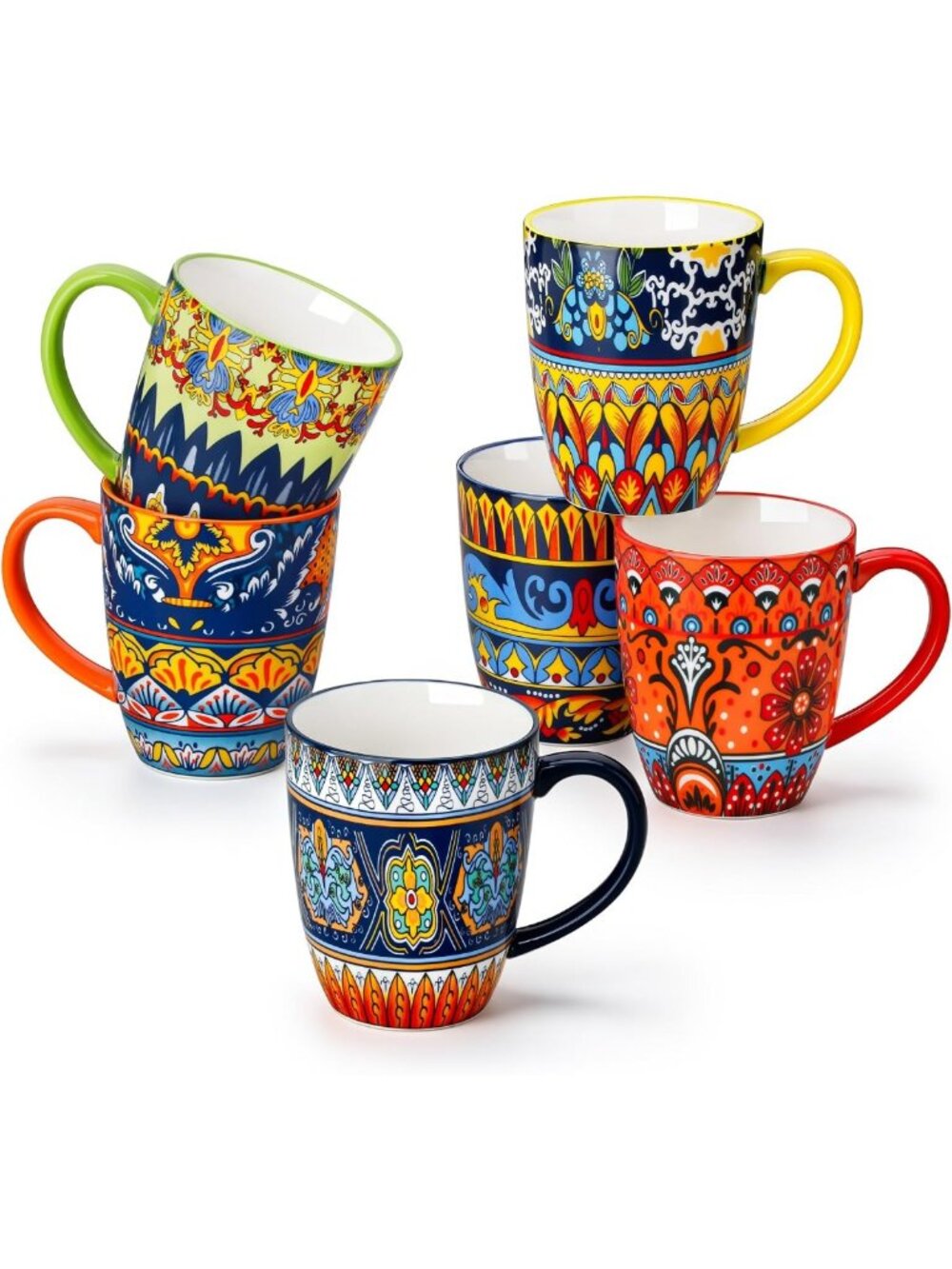 Set of 6 Ceramic Coffee Mugs, 12 oz - Stylish & Durable Drinkware for Home